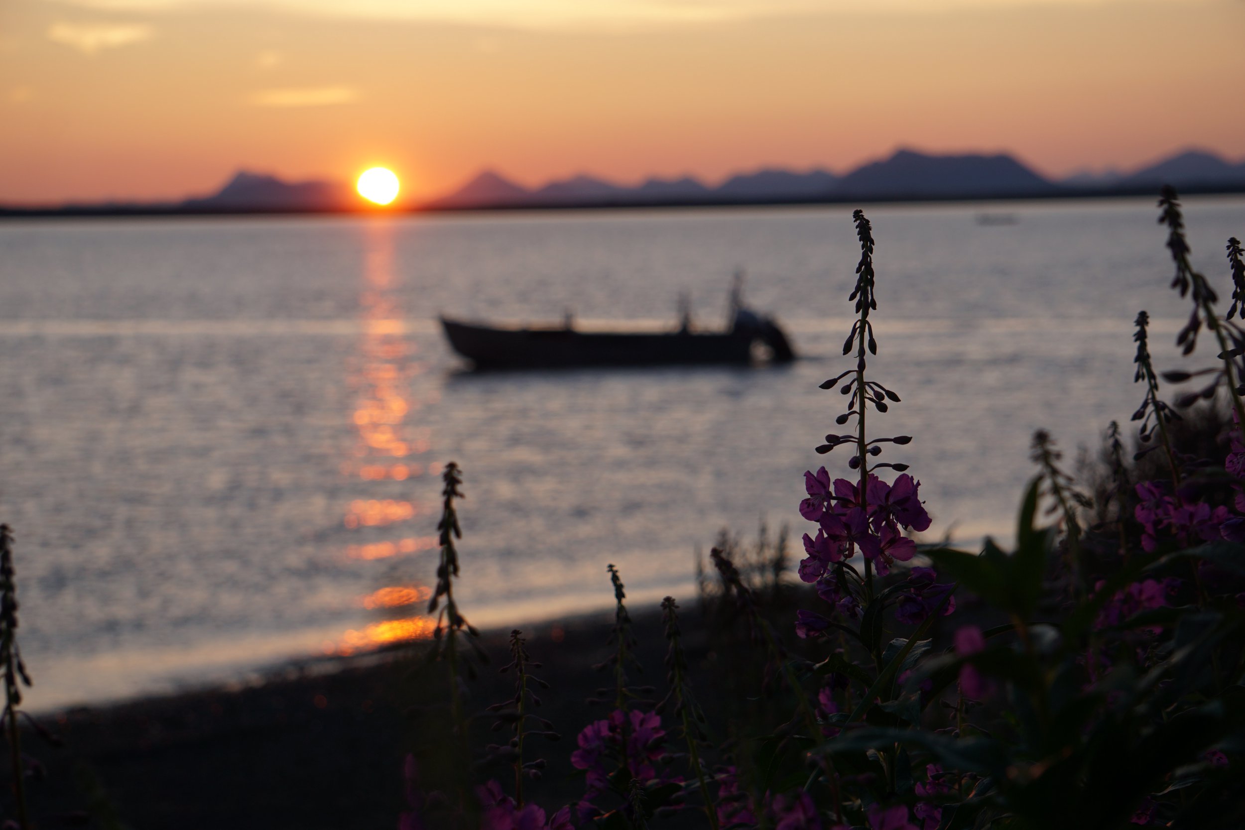 Sunset over the water